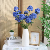 4Pcs Artificial Chrysanthemum Flowers Dark Blue Silk Flowers 27.5 In Scabiosa Artificial Flowers With Long Stem For Vase Filling Floral Arrangments Home Wedding Decor (Dark Blue)