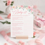 Baby Shower Games For Girl, Pink Floral Baby In Bloom Theme, 25 Family Feud Gender Reveal Game Cards & 1 Answer Card, Fun Party Activity & Favor For Guests-C06