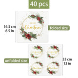 40Pcs Merry Christmas Napkins For Guests Christmas Cocktail Paper Napkins For Banquet Lunch Dinner Holiday Party