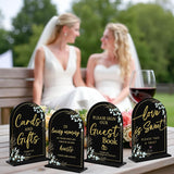 4-Piece Acrylic Wedding Sign Set For Ceremony & Reception - 5X7 Inch Black Guest Book, Cards & Gifts, Please Sign Our Guest Book, Please Take One, In Loving Memory - Wedding Decor Bundle