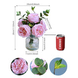 Real Touch Pink Floral Rose Fake Flower Bouquet In Fake Water Silk Flower Arrangements Artificial Flowers With Vase Centerpieces For Center Table Decor Dining Room House Kitchen Decorations