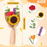 Crochet Flower Bouquet Handmade Crochet Sunflowers Gift Lavender Rose Knitted Eternal Artificial Flowers For Wife Women Valentine'S Day Mother'S Day Birthday Wedding Anniversary