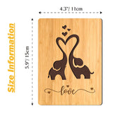 Handmade Wooden Bamboo Greeting Cards With Elephants For Wife Husband Girlfriend Her Him Anniversary Birthday Wedding Sustainable Use