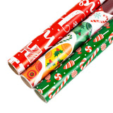 17 Inches X 9 Feet Christmas Wrapping Paper Roll, Mini Roll, 3 Rolls, With Christmas Stocking, Merry Christmas, Candies Holiday Design, Suitable For Xmas, Gift Packaging, Xmas Parties