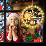Merry Christmas Window Light Decorations Xmas Led Decorative Window Battery Operated 3D Acrylic Hanging Light With Sucti