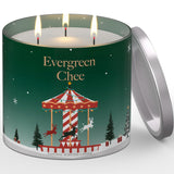 Christmas Candle, 14 Oz 3 Wicks Scented Soy Wax Candle For Home, Long Lasting Natural Jar Aromatherapy Candle Non Toxic Clean Burn, Holiday Gifts For Christmas (Green)