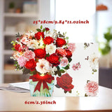 Rose Card With Music And Light, Valentine Card With Roses, Flower Bouquet 3D Gift Card, Valentines Day Gifts Mothers Day Gifts For Women Mom Wife(Rose)