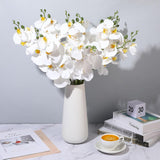 12 Pcs 32 Inch Artificial Phalaenopsis Flowers White Artificial Orchid Flowers Stem Plants Natural Large Bloom Orchids 7 Blooms Fake Phalaenopsis Flower Bulk For Home Office Wedding Decoration
