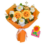 Handmade Crochet Graduation Sunflower Bouquet,Pink Knitted Flower Bouquet Perfect Graduation Gift For Her/Him, Ideal Photo Prop & Grad Party Decor (Orange)