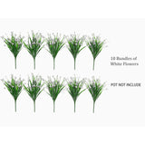 Plastic Artificial Flowers 10 Bundles Outdoor Artificial Fake Flowers Faux Plastic Shrubs Plants No Fade For Outdoor Porch Farmhouse White