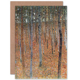 Gustav Klimt Beech Grove I Old Master Painting Sealed Greeting Card Plus Envelope Blank Inside