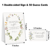 Baby In Bloom Diaper Raffle Tickets, Spring Floral Wreath Baby Shower Games For Gender Reveal Party Decor & Supplies-A03