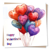 Beautiful Love Balloons Valentine'S Day Card For Partner - Multicolour Love Heart Balloons - Valentine'S Card For Girlfriend, Wife, Husband, Boyfriend