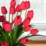 18.9 "Large Red Imitation Tulip Artificial Flowers, 30-Piece Pack. Perfect For Spring Weddings, Valentine'S Day, Easter, Mother'S Day, And Elegant Home And Table Vase Arrangements.