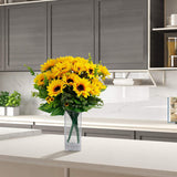 Sunflowers Artificial Flowers 2 Bunches Fake Sunflowers Silk Flowers Sunflower Bouquet Yellow Flowers Wedding Decor Home Hotel Office Party Garden Decorative Flowers Table Centerpiece