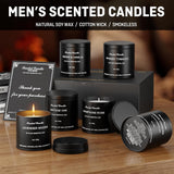 Scented Candles For Men, 6 Pack Soy Candle Set, Masculine Scents With Lavender Woods, Whiskey Tobacco & Cedar Oakmoss, Natural Soy Wax Candle Gift Set For Home, Gifts For Men