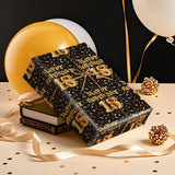 18Th Birthday Wrapping Paper Roll - Mini Roll - 17 Inch X 16.5 Feet - Black And Gold Balloons Happy Birthday Wrapping Paper Perfect For Boys, Party, Holiday