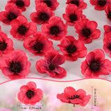 30 Pieces Artificial Poppies Flowers Red Poppy Artificial Silk Faux Stemless Flowers Head For Memorial Day Veterans Day Wedding Home Decoration Bouquet Corsages Party Centerpiece