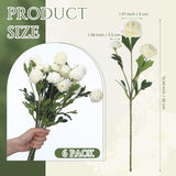 6 Pcs Artificial Ranunculus Flowers With Stem 18 Heads White Artificial Ranunculus Flowers Bouquets Bulk For Diy Bouquet Wedding Centerpiece Home Decor