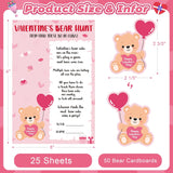 Valentine'S Day Games For Classroom Party Family Adults Office Large Groups, Valentines Bear Bub Hunt Game School Activities With 50 Paper Bears - 25 Players (Bear Hunt)