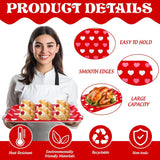 3Pcs Valentine' S Day Serving Trays Reusable Serving Dishes Red Pink Heart Decorative Platter For Wedding Party Sharing Snacks Fruits Dessert, 13 X 10 Inch
