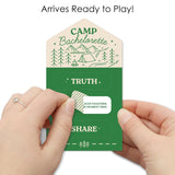 Big Dot of Happiness Camp Bachelorette Truth, Dare, or Share Pull Tabs Game, Cabin Glamping Bachelorette Party Game Pickle Cards - Set of 12