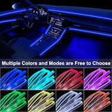 Car LED Strip Lights APP Control 5 in 1 RGB Ambient Lighting Kit with Fiber Optic Music Sync Interior Decor