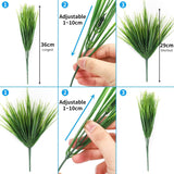 14Pcs Fake Grass Plant, Artificial Outdoor Plants Uv Resistant, Wheat Bushes Plastic Artificial Shrubs, Faux Greenery For House Garden Patio Front Porch Indoor Decor