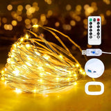 USB Plug In Fairy String Lights 16FT 50 LED Copper Wire Warm White with Remote Timer 8 Modes Waterproof for Bedroom Party Wedding Decor