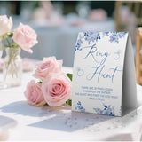 Ring Hunt Bridal Shower Game, Bridal Shower Ring Game, Something Blue Before I Do Decorations, Blue Floral Sign With 30 Metal Rings -Rghunt04