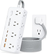Surge Protector Power Strip 8 Outlets 4 USB Ports 2 USB C 5FT Braided Extension Cord White