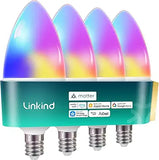 E12 Matter Smart LED Bulbs 4 Pack RGBTW Color Changing Candelabra WiFi Bulbs Alexa Apple Home Google