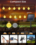2 Pack 64FT Crystal Globe Solar String Lights 100 LED Waterproof Patio Garden Lights