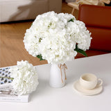 Hydrangea Artificial Flowers, 5Pcs White Flowers, Lifelike Faux Hydrangea Flowers Silk Artificial Flowers Bouquets For Home Living Room Table Centerpieces Wedding Party Decoration