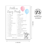 Gender Reveal Party Game — Cartoon Parent Match Game — Pack Of 25 — Elephant Pink Or Blue Baby Shower Game, Match Famous Cartoon Parents Co-Ed Fun Shower Activity, Star Kids Match Game G510-Dpm