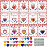30 Pack Valentines Cards For Kids School Classroom - Heart Shaped Gem Crystal Valentine Exchange Cards Gifts - Gemstone Rock Gem Of A Friend