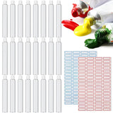 24 Pcs Empty Aluminum Paint Tubes 20 Ml Paint Tubes For Making Paint And Store Remaining Paint Acrylic Oils Watercolor Gouaches, With 2 Sheets Self Adhesive Label
