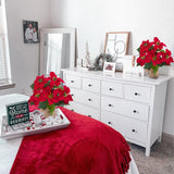 12" Christmas Tabletop Decorations Mini Christmas Tree Artificial Poinsettias Flowers Potted Plants Desktop Plants For Home Garden Table Centerpiece Window Gift Holiday Xmas Decor