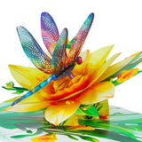 Dragonfly Gifts For Women - Daffodils Flower Dragonfly Pop Up Card 3D Birthday Card For Women Pop Up Mothers Day Cards With Envelope For Her Wife Mom Grandma