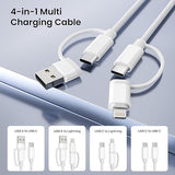 4 in 1 USB C Multi Charging Cable 6.6FT 60W Fast Charger Cord for iPhone 17 16 Samsung iPad