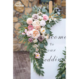 Faux Flowers Wedding Arch Flowers Kit(Pack Of 2) Wedding Welcome Sign For Wedding Decor Ceremony And Reception Backdrop Decoration (Dark Pink)