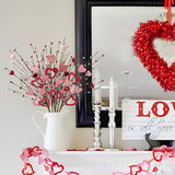 6 Pcs Valentines Day Decorations, 23 Inch Valentines Day Fowers Picks Artificial Heart Berry Stems Branches For Table Centerpiece Floral Arrangements Party Wedding Vase Decor