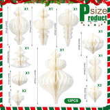 16 Pcs White Paper Snowflake Fan Decorations 7.9 Inch-20 Inch 12 Pcs Jumbo Christmas Paper Honeycomb Balls 3.15 Inch-11.8 Inch White Winter Wonderland Christmas Hanging Decor For Birthday Party