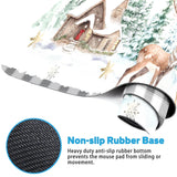 Merry Christmas Deer Golden Snowflakes Large Gaming Mouse Pad Pine Tree House Non-Slip Keyboard Desk Pad Keyboard Mouse Mat For Gamer,Office & Home,31.5 X 15.7 In