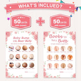 Baby Shower Games For Girl-2 Games(50 Of Each),Double-Sided,Thick Cardboard,Fun,Hilarious,And Easy To Play,Baby Shower Games 50 Guest,With Answer Keys