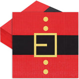 80 Pack Christmas Napkins 6.5 X 6.5 Inch Santa'S Belt Disposable Napkins Merry Christmas Dinner Napkins Holiday Paper Napkins For Xmas Winter Birthday Party Supplies Table Decoration