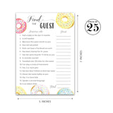 Donut Theme Baby Shower Games— Find The Guest Game — Pack Of 25 — Doughnut Baby Shower Activity, Icebreaker Party Games, Donut Guess Who Came To The Party, Couples Shower, Pink Blue Baby Sprinkle G850-Ftg