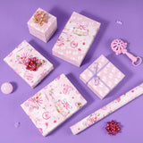 Baby Girl Wrapping Paper Roll - 1 Roll 17” X 9.8 Ft Baby Shower Wrapping Paper For Birthday Party Pink Girl Gift Packing Supply Baby Shower Design Reversible Footprint Print