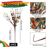 4Pcs Black History Month Decorations Table Centerpieces, 17.7In Black History Artificial Berry Stem Picks, African Bhm Decorations Decor Home Office Party Supplies