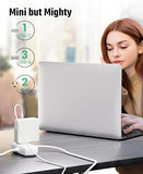 Mini Surge Protector Power Strip 2 Outlets 4 USB Ports 1 USB C 5FT Extension Cord White